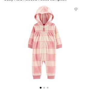 Baby Plaid Hooded Fleece Jumpsuit